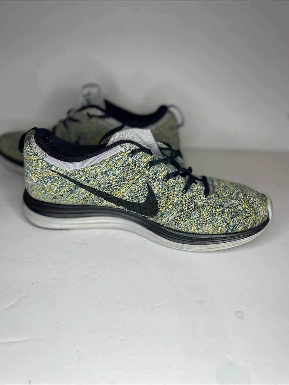 Nike Flyknit Lunar1+ sneakers multi-color woven knit upper mens size 10